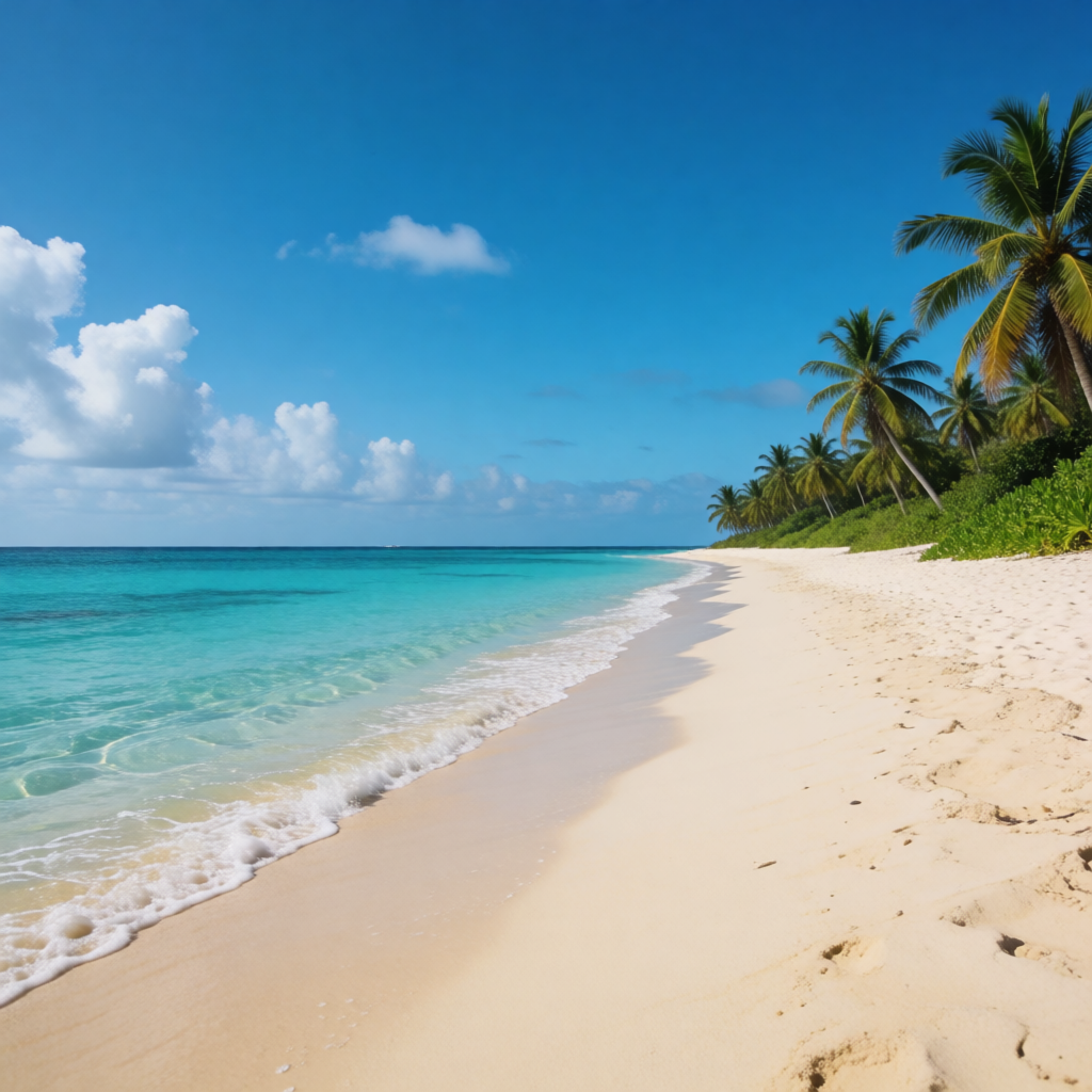 A tropical beach scene with no people