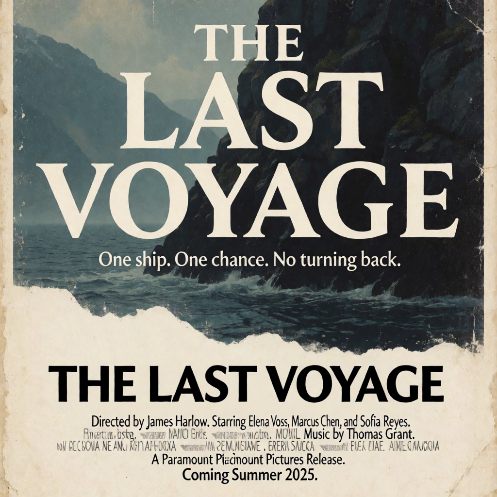 A vintage movie poster for 'THE LAST VOYAGE' featuring a tag