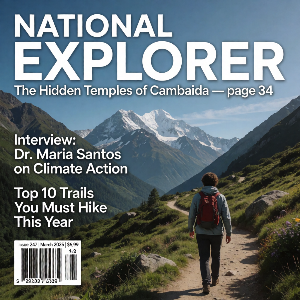A magazine cover titled 'NATIONAL EXPLORER' with cover lines