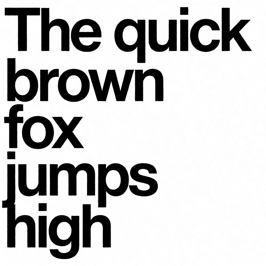 The sentence 'The quick brown fox jumps high' in clean black