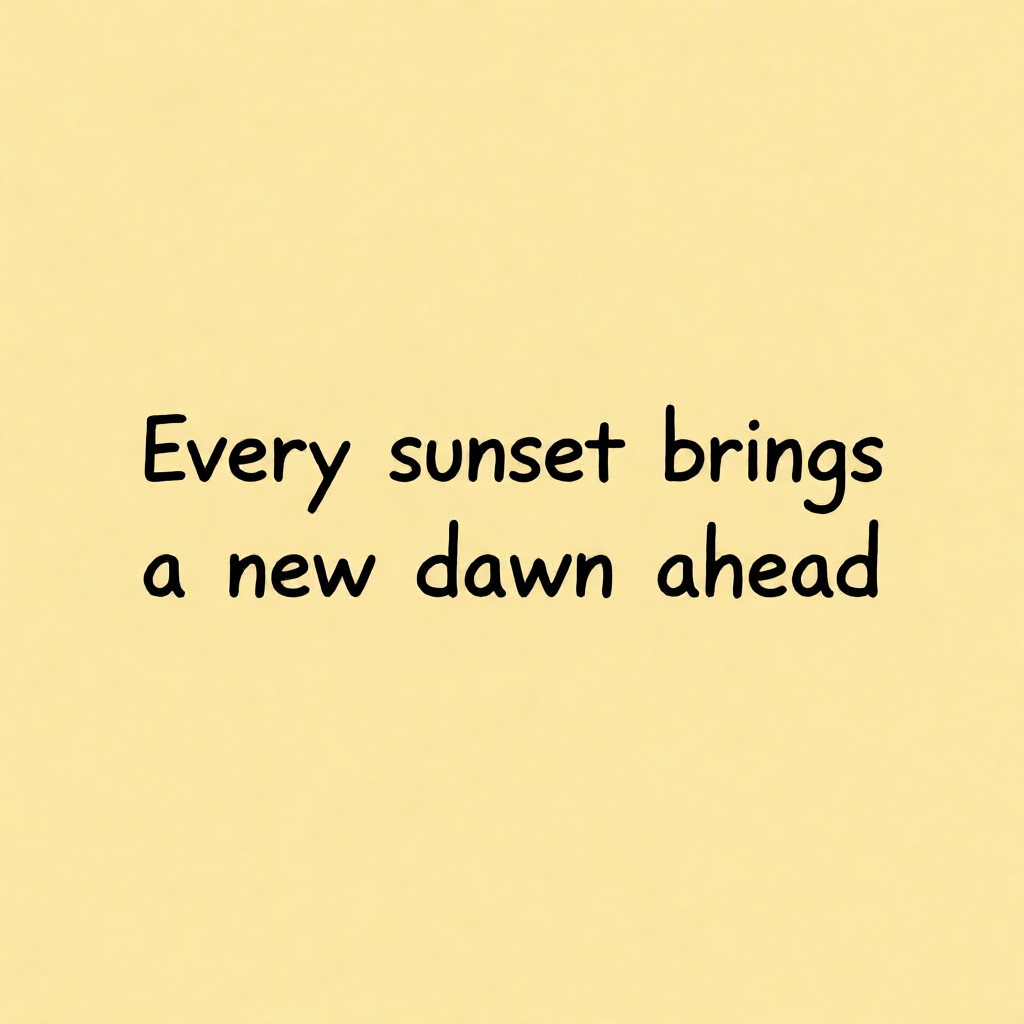'Every sunset brings a new dawn ahead' written neatly on a p