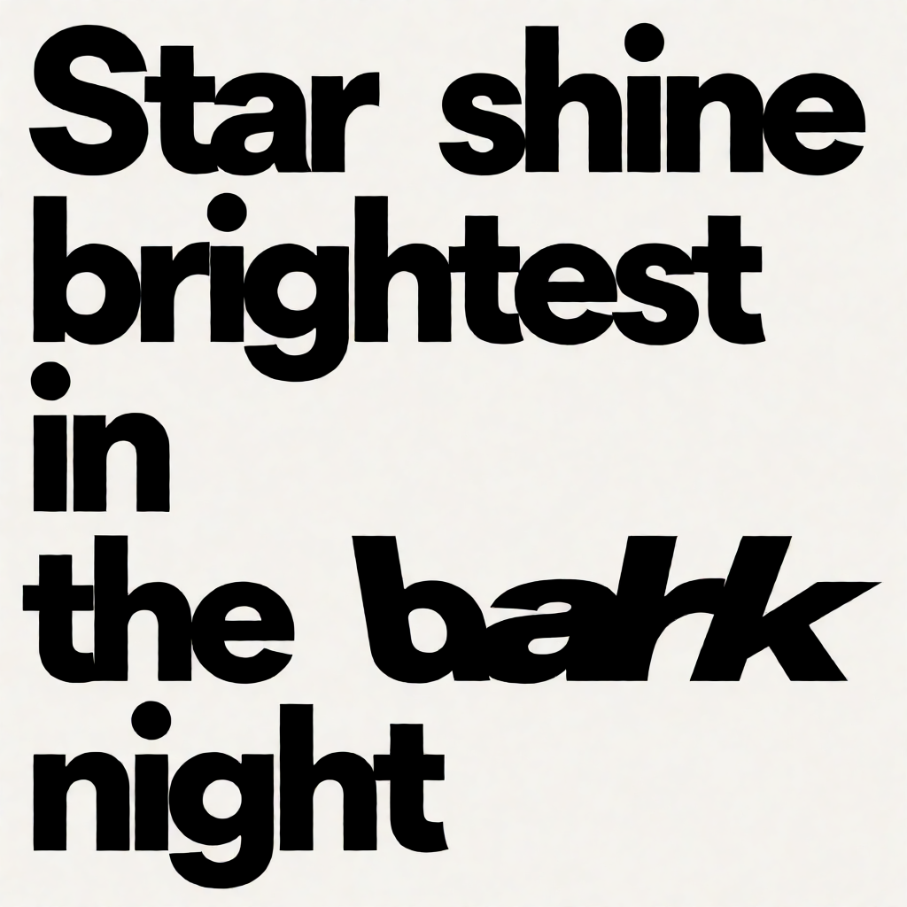 'Stars shine brightest in the dark night' displayed on a cle