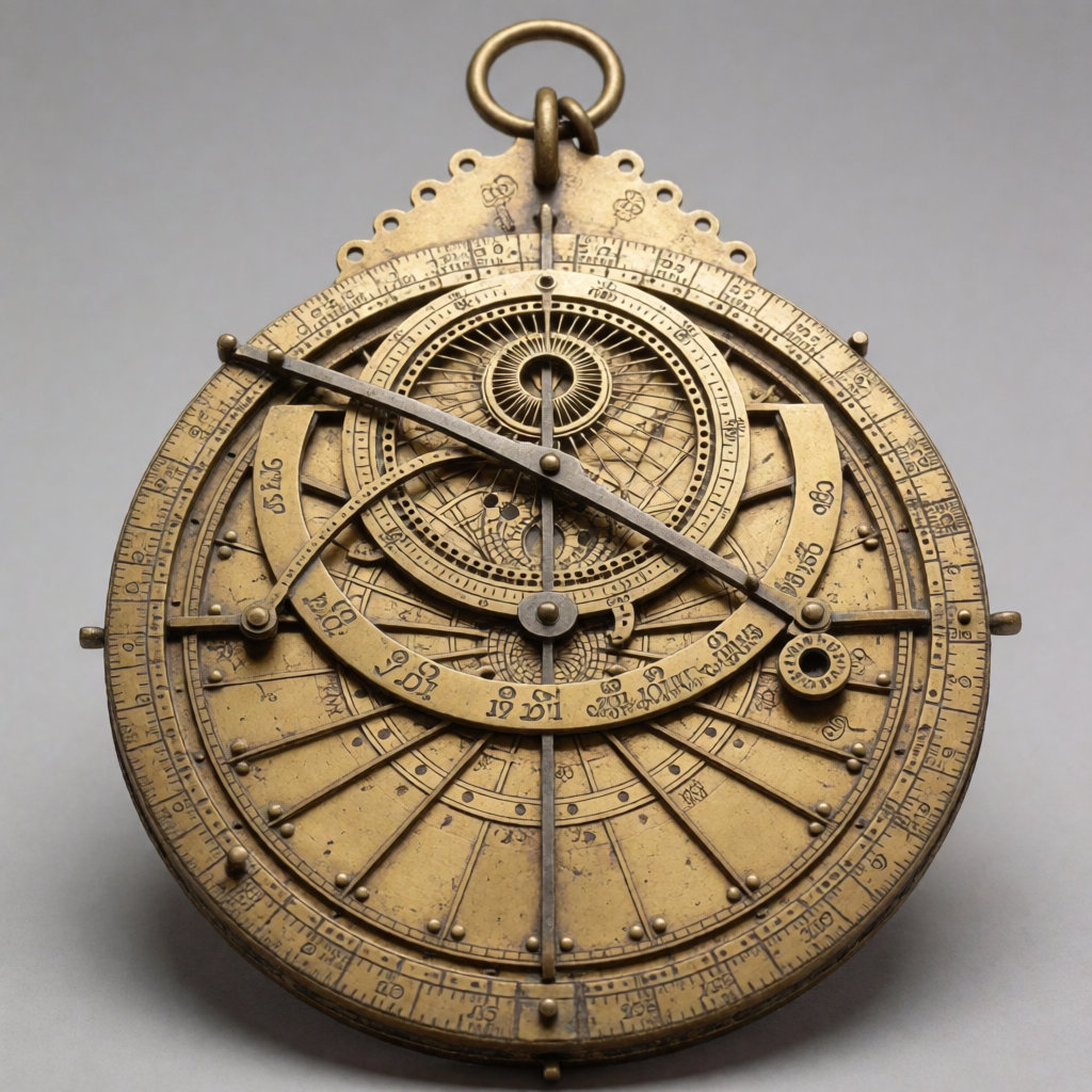 A medieval astrolabe with accurate rete, tympan, and engrave