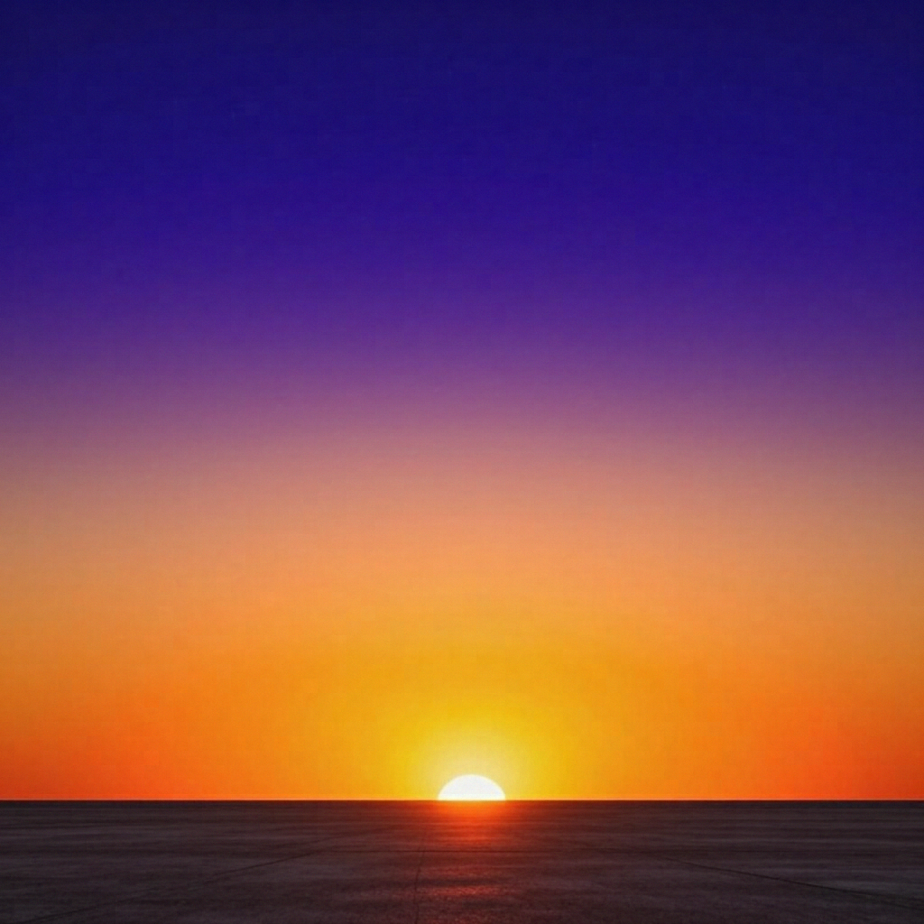 A sunset sky gradient on a flat surface from #FF6B35 (orange