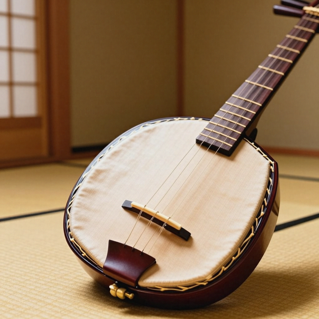 A traditional Japanese shamisen instrument with accurate thr