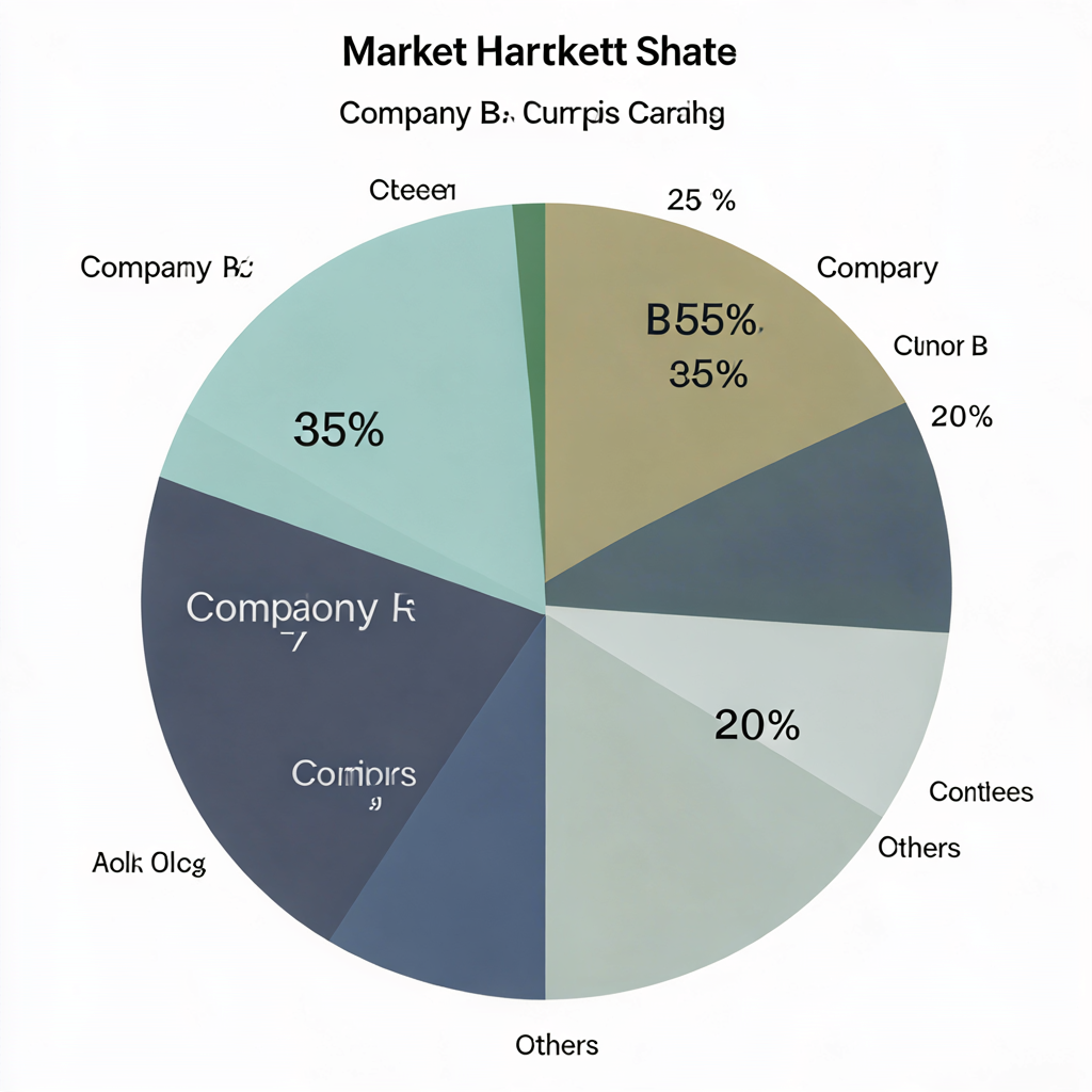 A pie chart showing market share: Company A 35%, Company B 2
