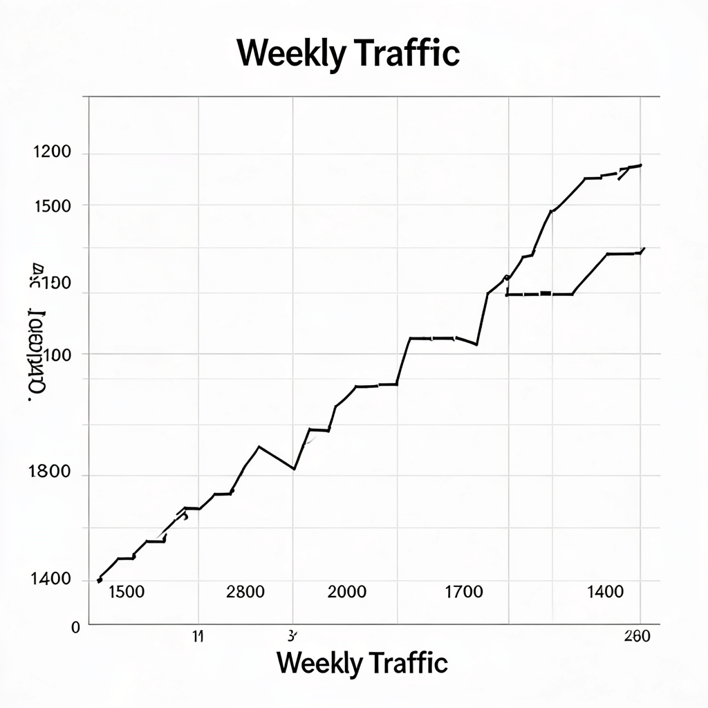 A simple line graph showing daily website visitors over one 