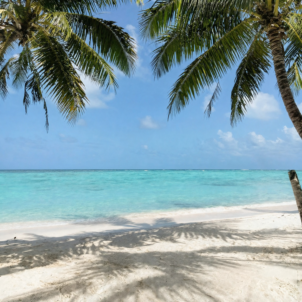 A tropical beach scene with no people