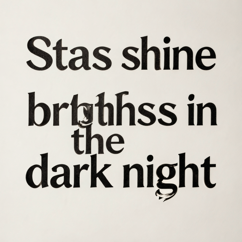 'Stars shine brightest in the dark night' displayed on a cle