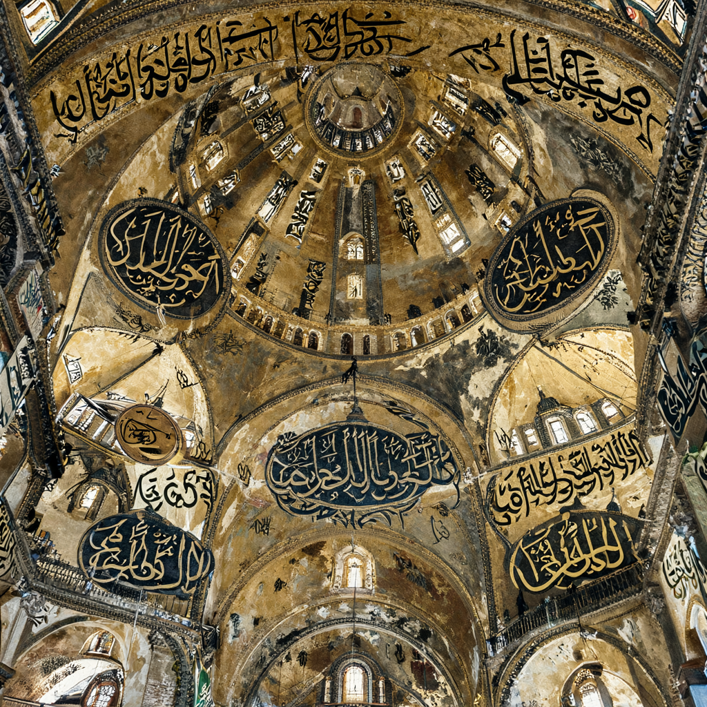 The Hagia Sophia interior showing the massive central dome, 