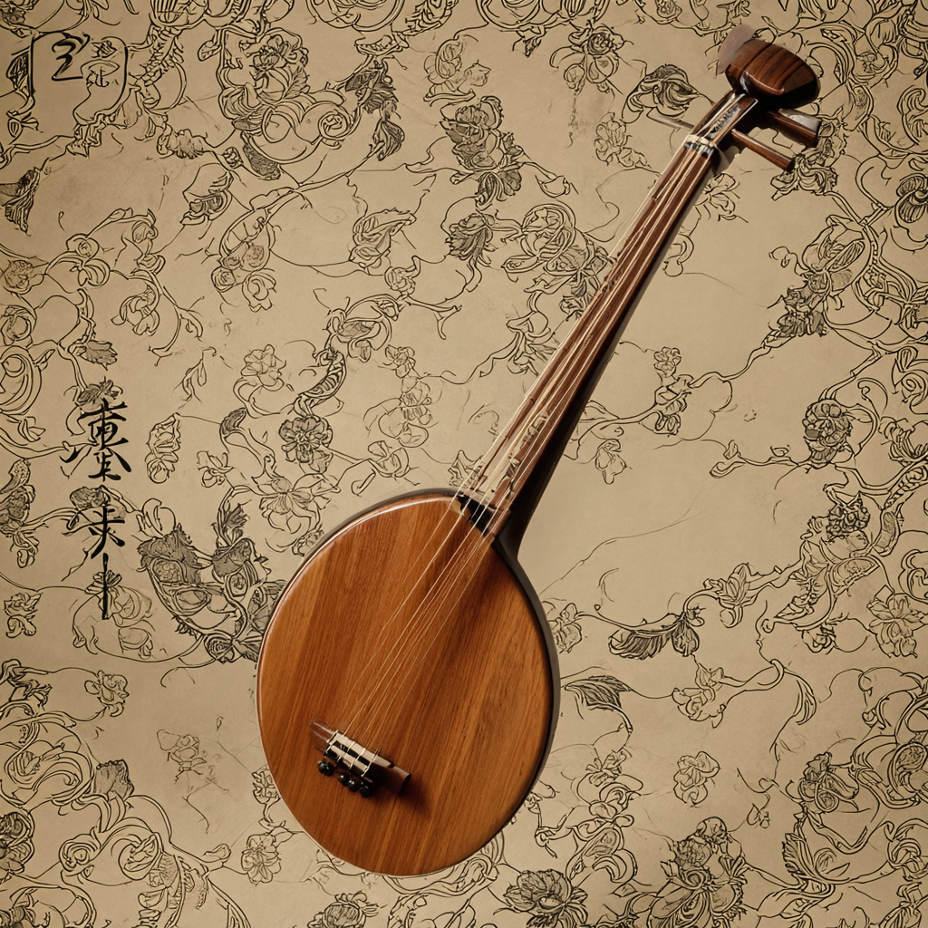 A traditional Japanese shamisen instrument with accurate thr