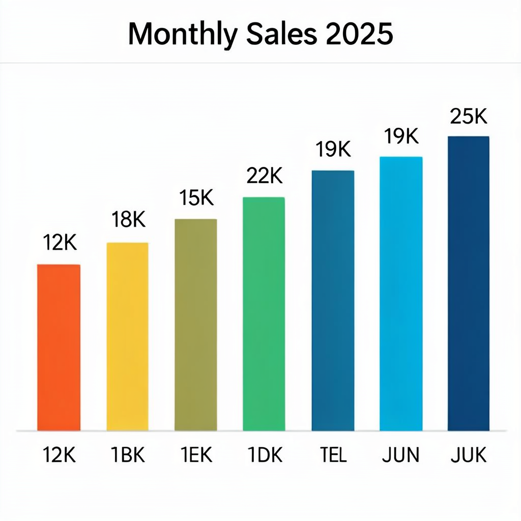 A bar chart showing monthly sales for January through June w