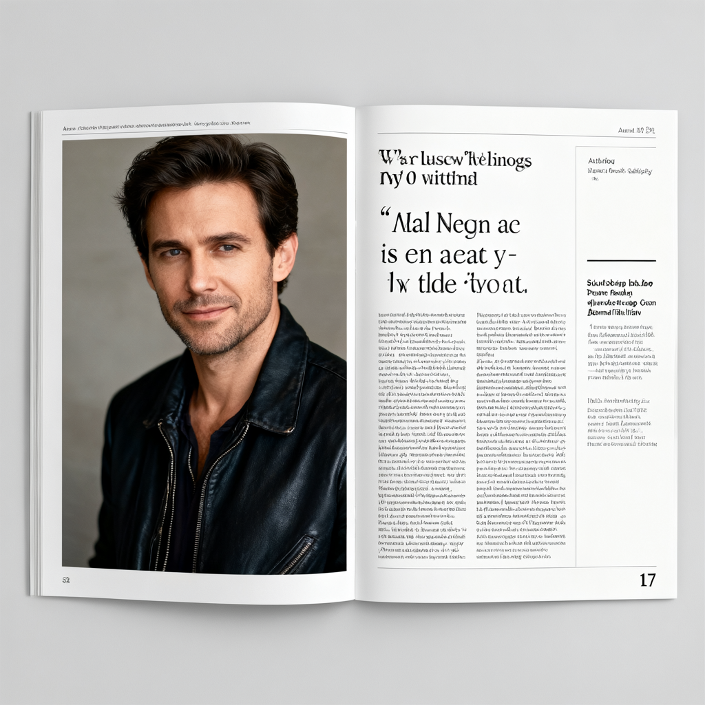 A magazine double-page spread with a left page containing a 