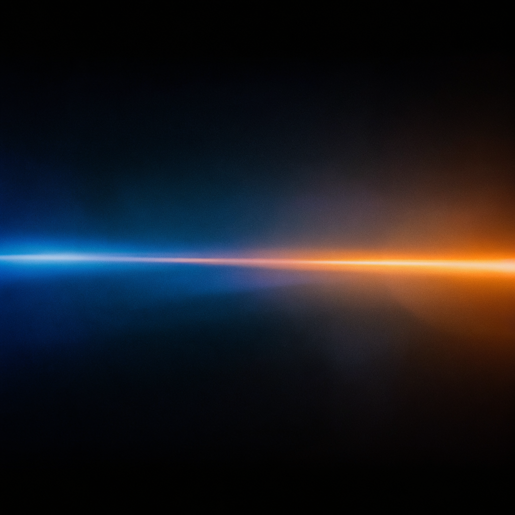 A cinematic frame with blue and orange anamorphic lens flare