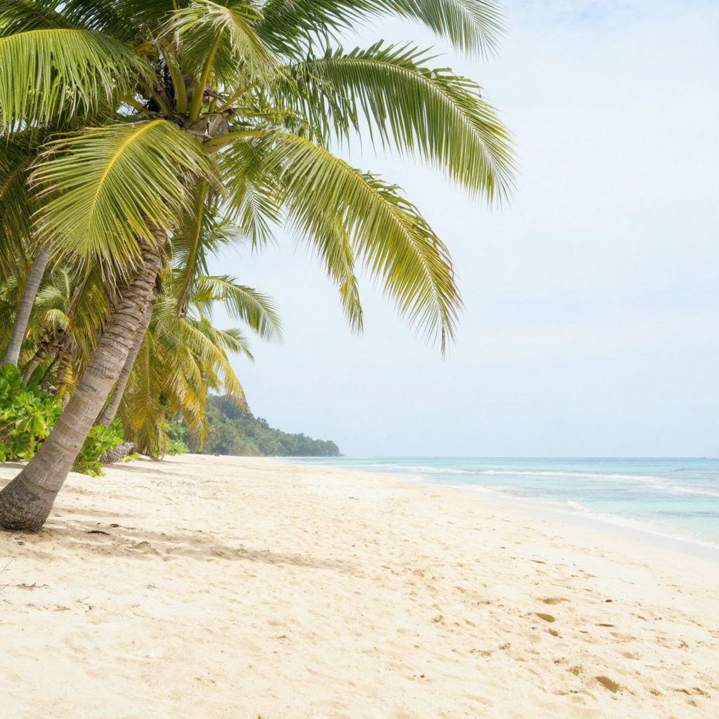 A tropical beach scene with no people