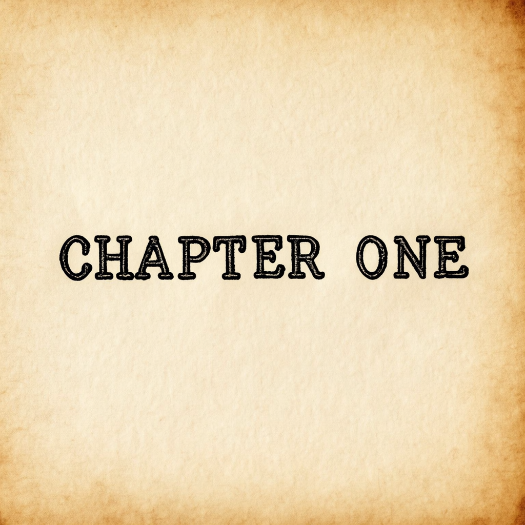 The word 'CHAPTER ONE' typed on aged paper with a vintage ty