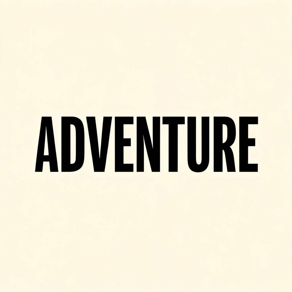 The word 'ADVENTURE' in big bold letters centered on a plain