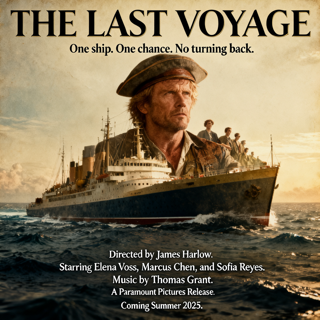 A vintage movie poster for 'THE LAST VOYAGE' featuring a tag