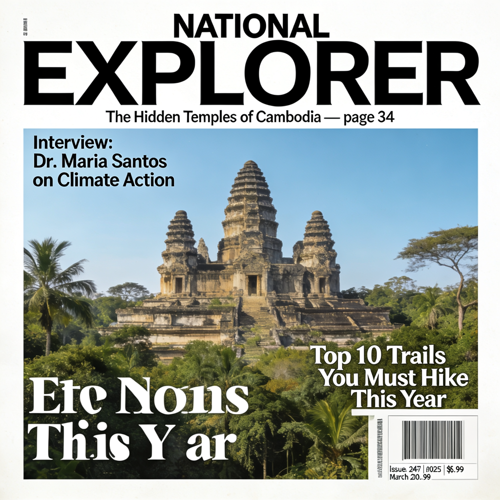 A magazine cover titled 'NATIONAL EXPLORER' with cover lines