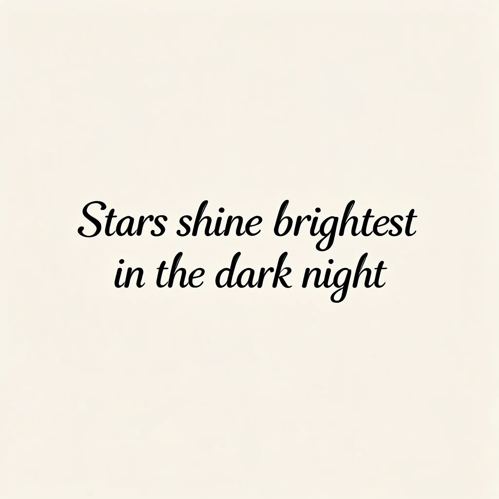 'Stars shine brightest in the dark night' displayed on a cle