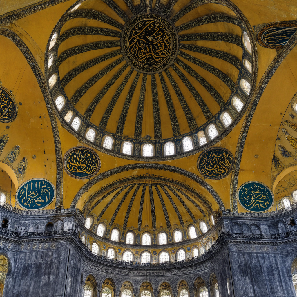 The Hagia Sophia interior showing the massive central dome, 