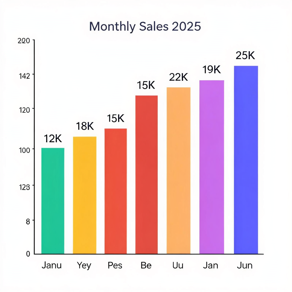 A bar chart showing monthly sales for January through June w