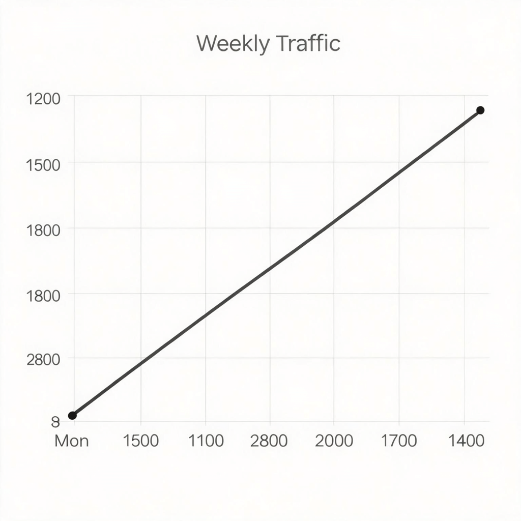 A simple line graph showing daily website visitors over one 