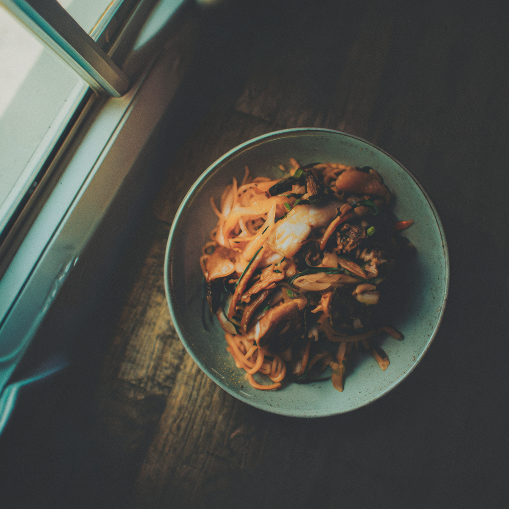 A food photograph shot from above at 35mm f/2.8 with natural