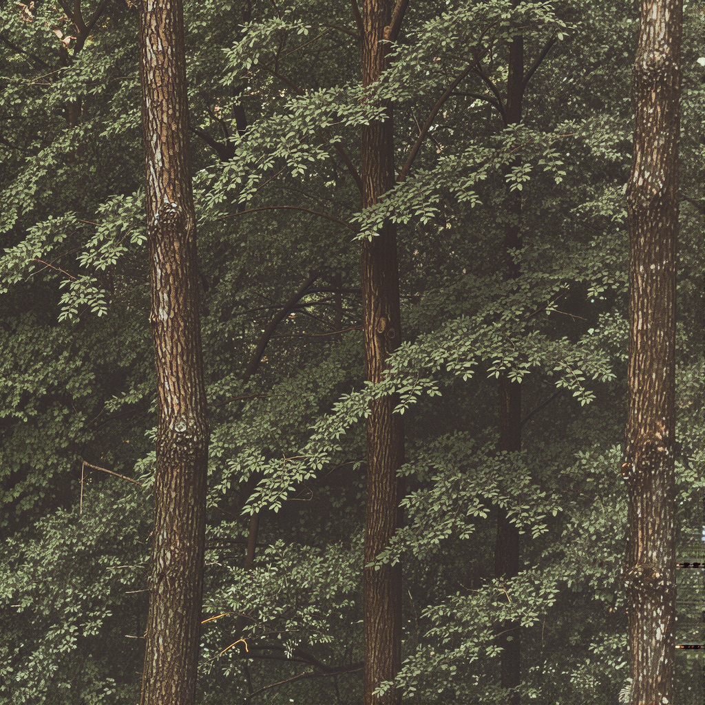 A forest scene where the foliage is precisely #2D5F2D (dark 