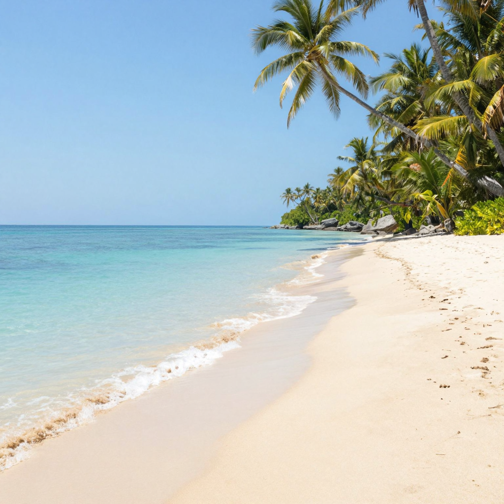 A tropical beach scene with no people