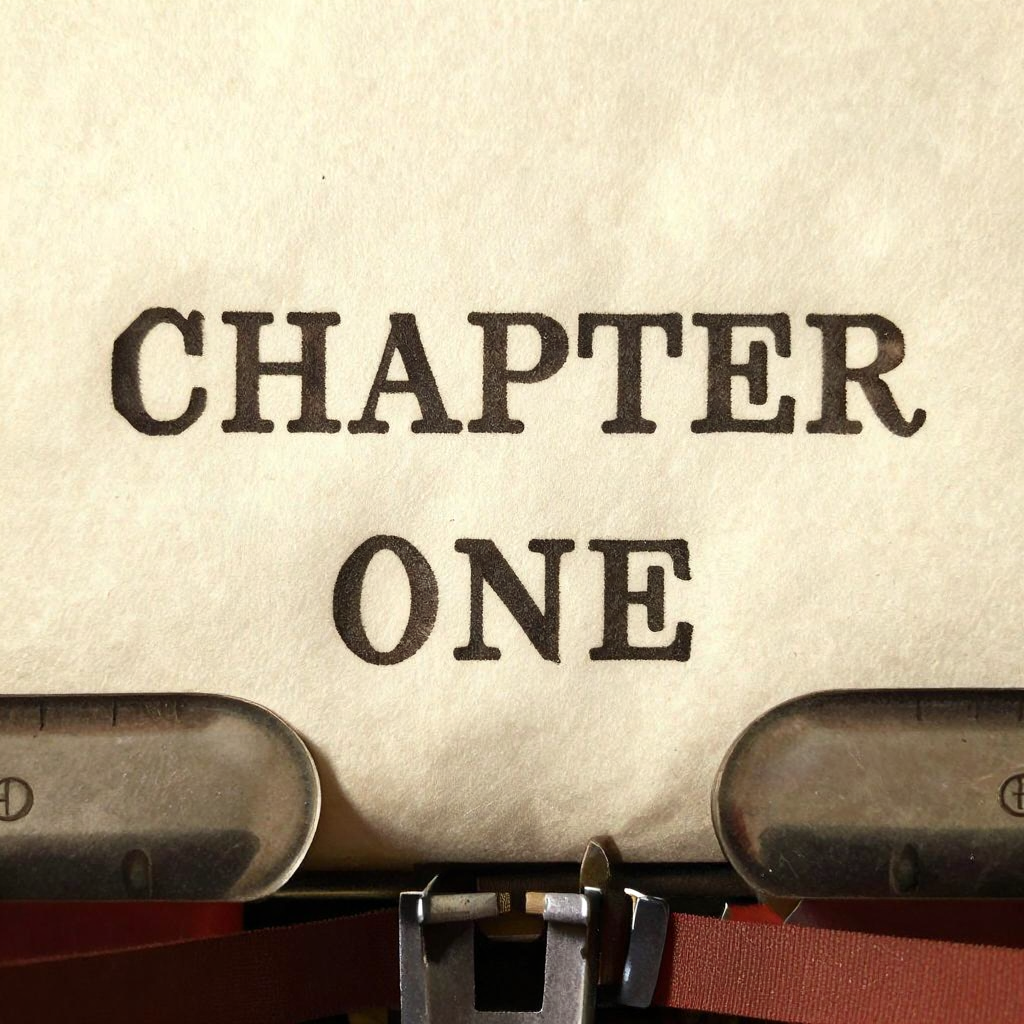 The word 'CHAPTER ONE' typed on aged paper with a vintage ty