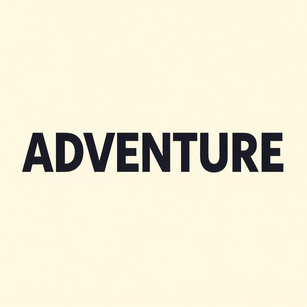 The word 'ADVENTURE' in big bold letters centered on a plain