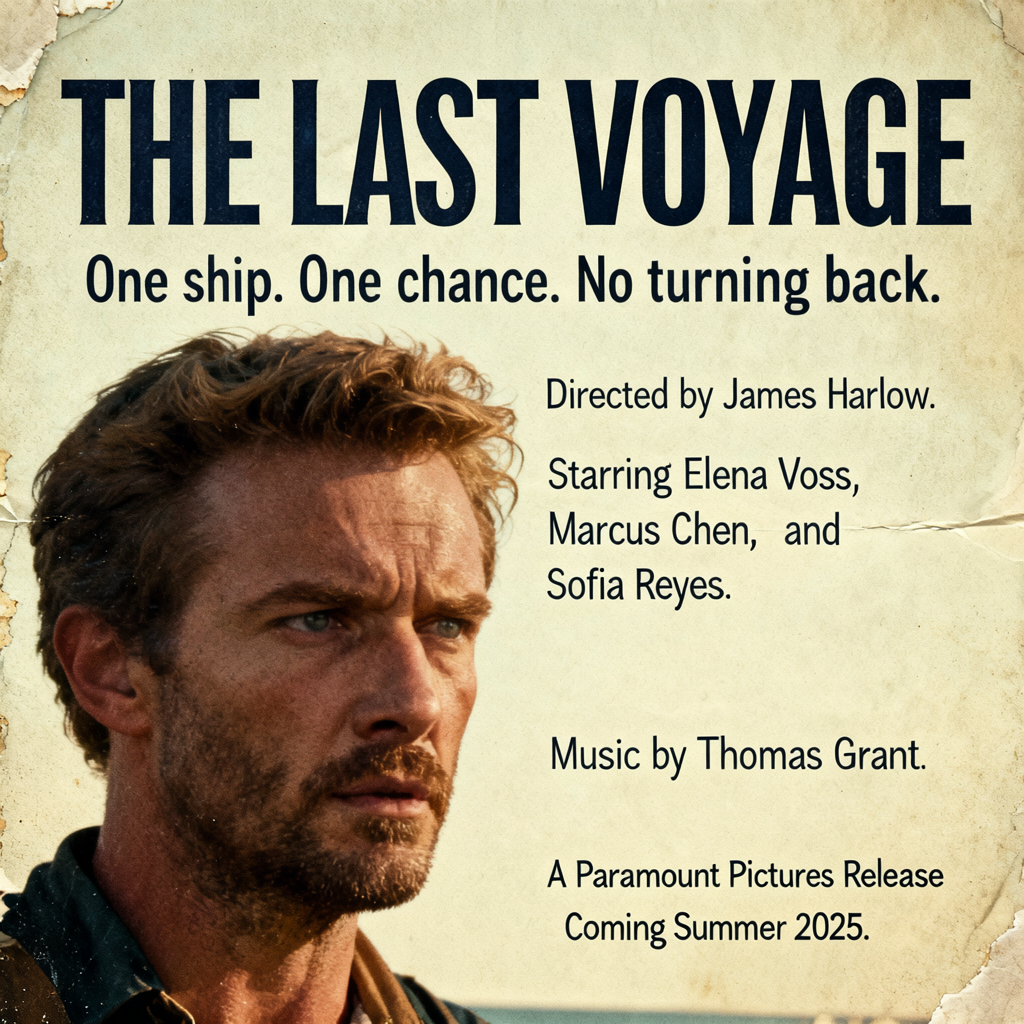 A vintage movie poster for 'THE LAST VOYAGE' featuring a tag