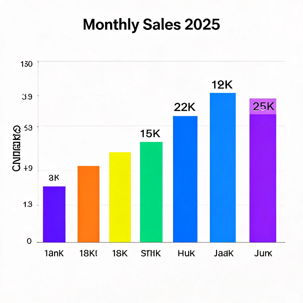 A bar chart showing monthly sales for January through June w