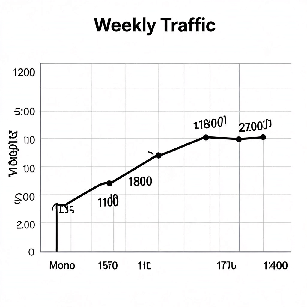 A simple line graph showing daily website visitors over one 