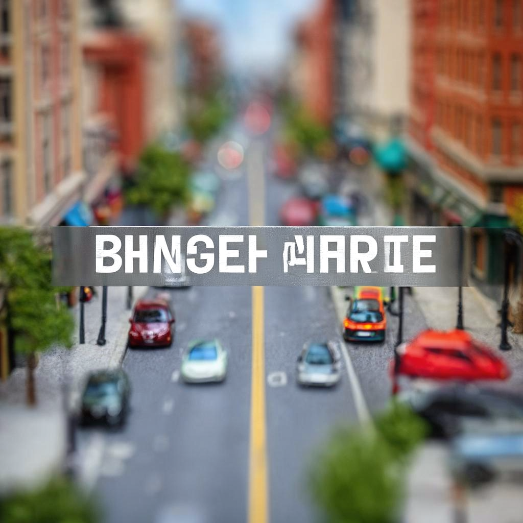 A tilt-shift photograph of a city street making real-life lo