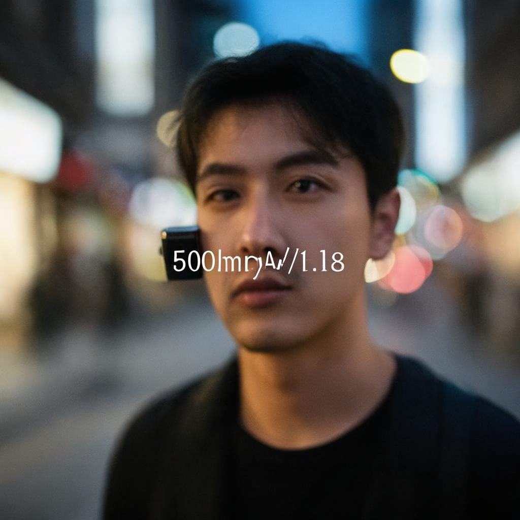 A street photograph with shallow depth of field as if shot a