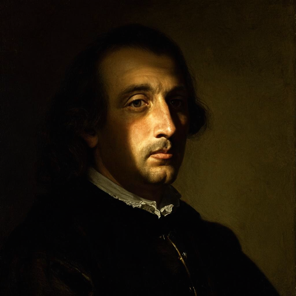 A portrait lit with classic Rembrandt lighting — triangle of