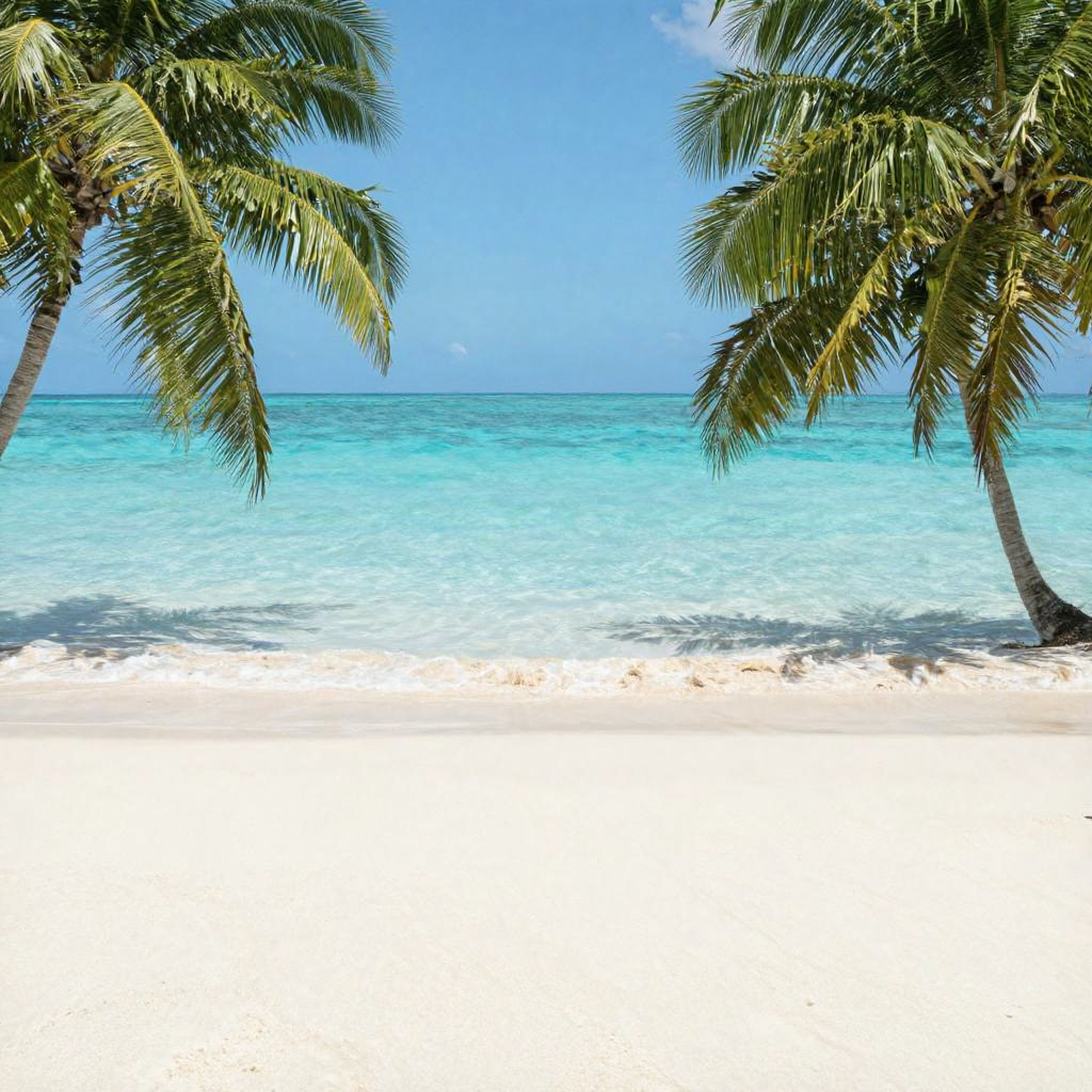 A tropical beach scene with no people