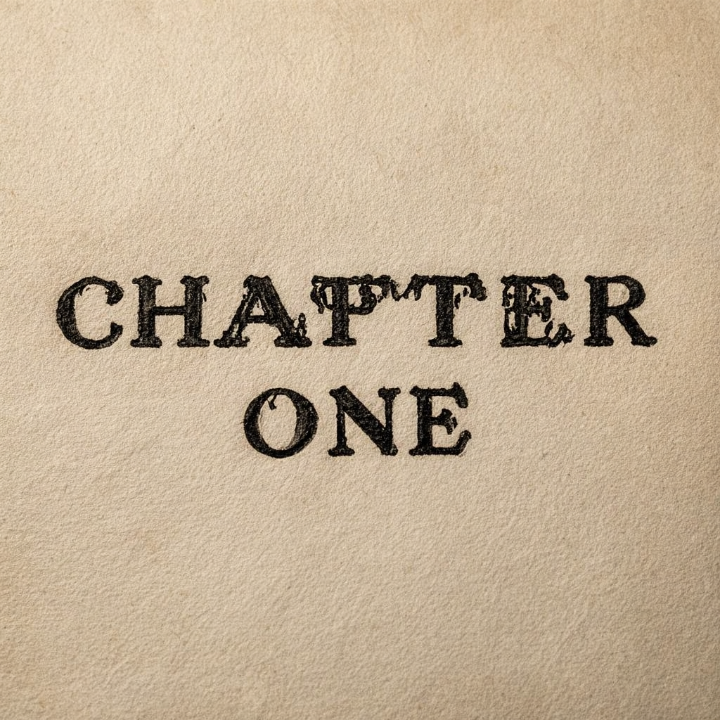 The word 'CHAPTER ONE' typed on aged paper with a vintage ty