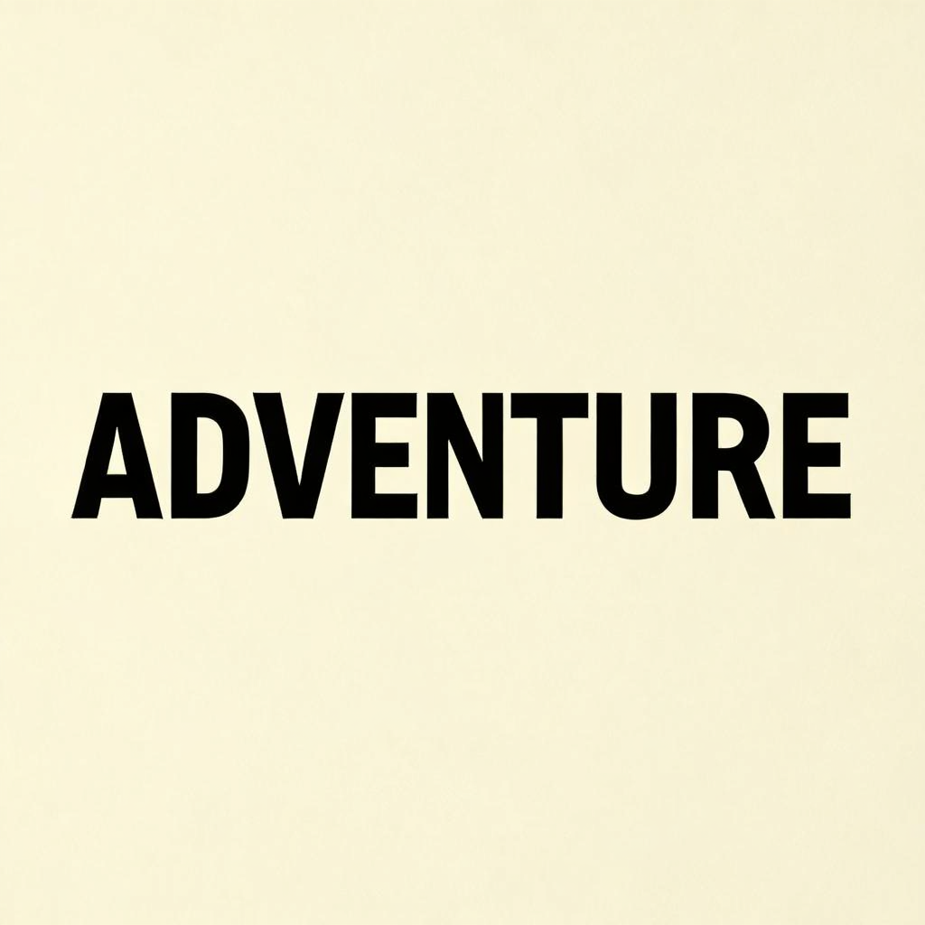 The word 'ADVENTURE' in big bold letters centered on a plain