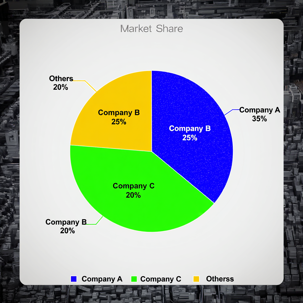 A pie chart showing market share: Company A 35%, Company B 2