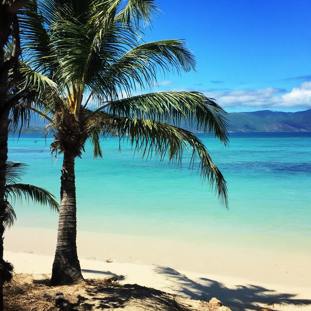 A tropical beach scene with no people