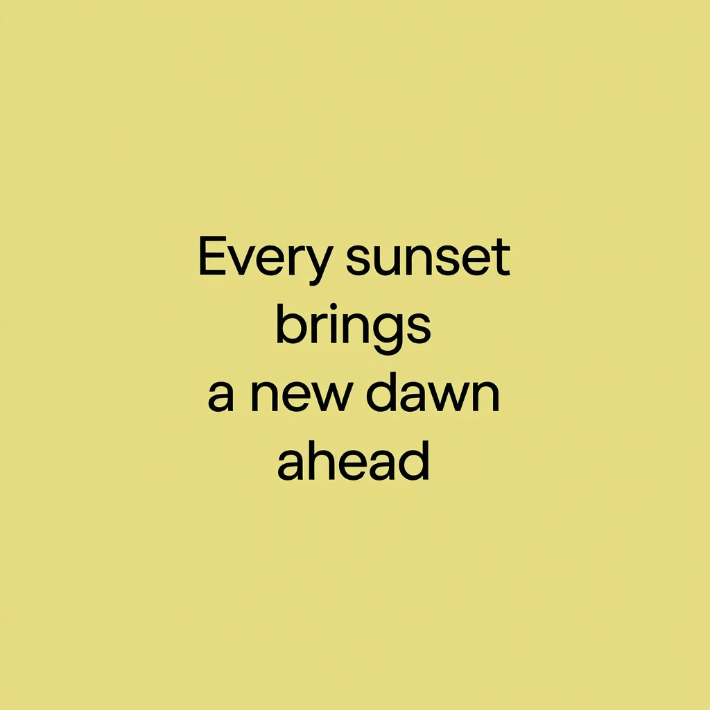 'Every sunset brings a new dawn ahead' written neatly on a p