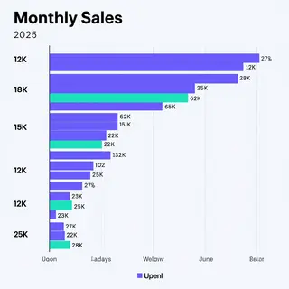 A bar chart showing monthly sales for January through June w