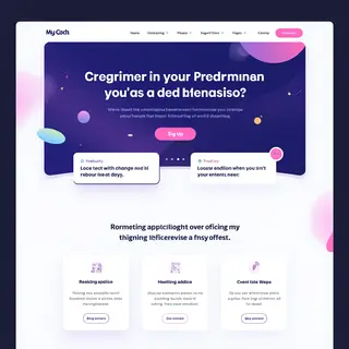 A landing page design with a hero header image at the top, a