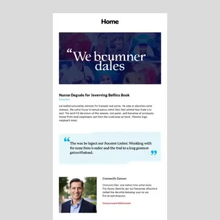 A newsletter layout with a banner image header, a two-column