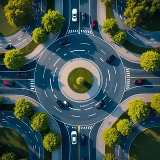 An aerial bird's-eye view looking straight down at a traffic