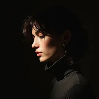 A portrait lit with classic Rembrandt lighting — triangle of