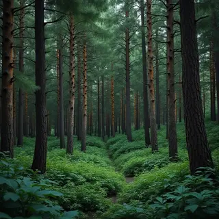 A forest scene where the foliage is precisely #2D5F2D (dark 